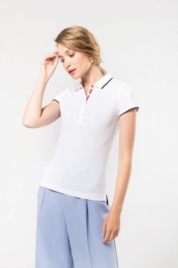 Polo maille piquée manches courtes femme – Image 4