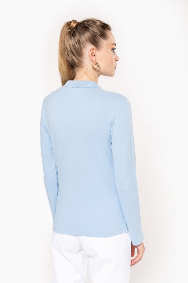 Polo piqué manches longues femme – Image 3
