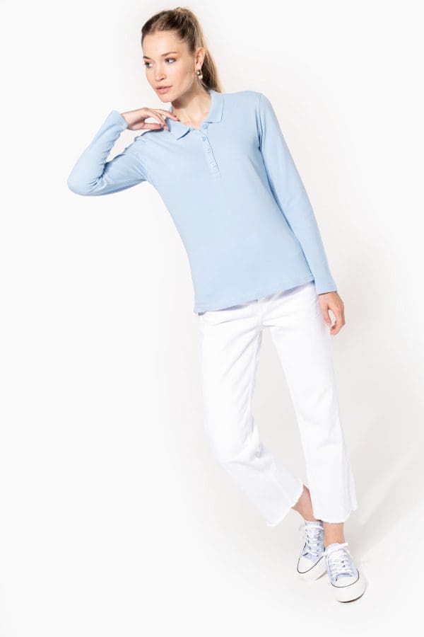 Polo piqué manches longues femme – Image 4