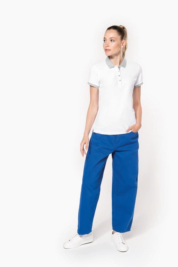 Polo piqué bicolore femme – Image 4