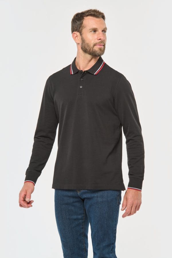 Polo maille piquée manches longues homme – Image 4