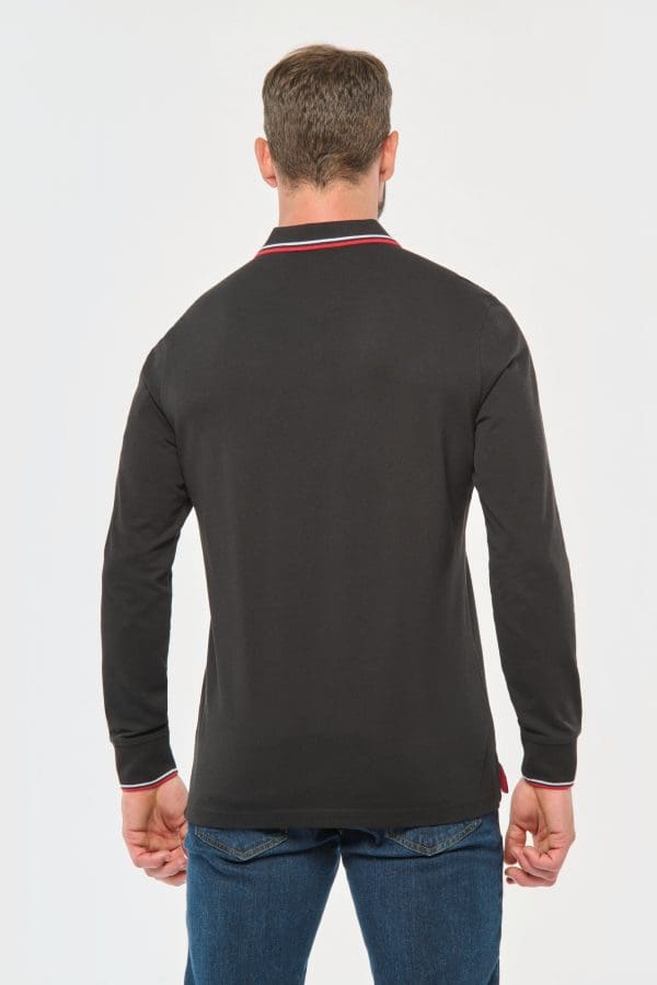 Polo maille piquée manches longues homme – Image 3