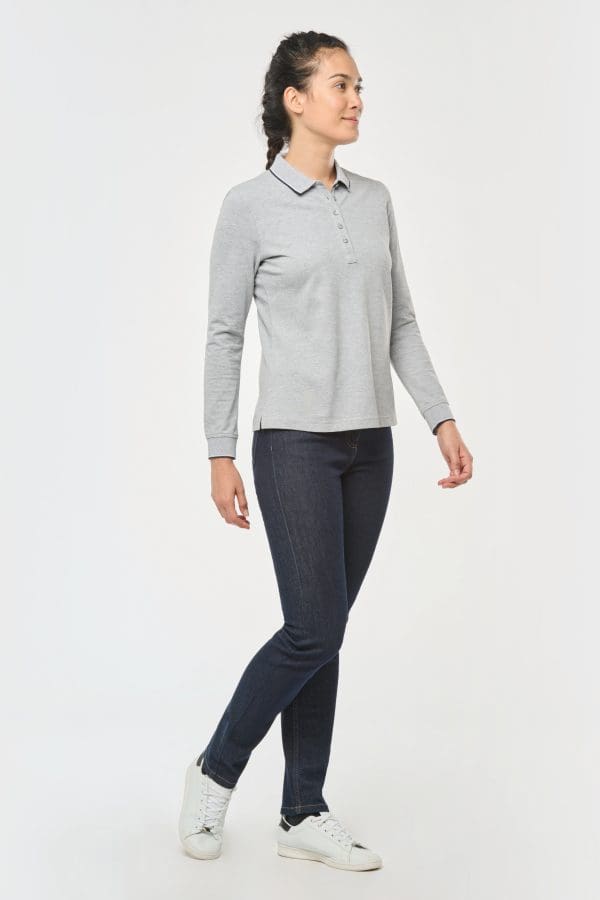 Polo maille piquée manches longues femme – Image 5
