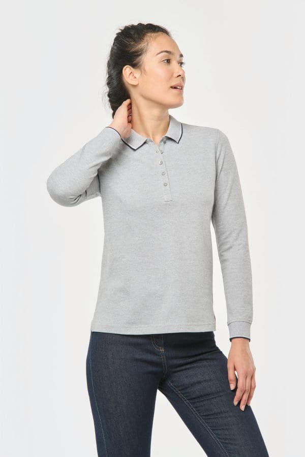 Polo maille piquée manches longues femme – Image 4