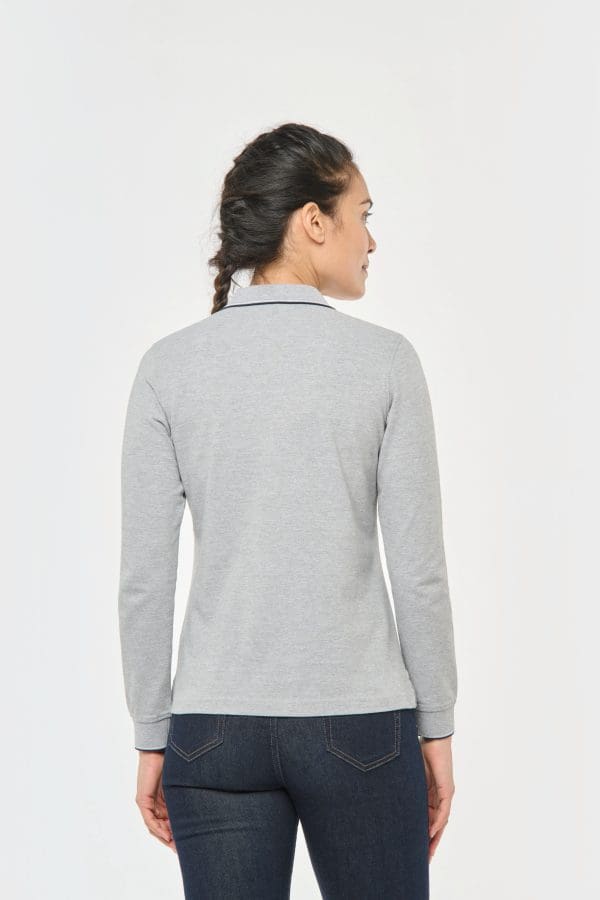 Polo maille piquée manches longues femme – Image 3