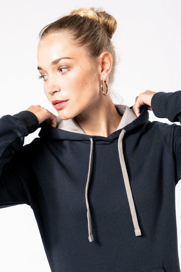 Sweat-shirt capuche contrastée femme – Image 4