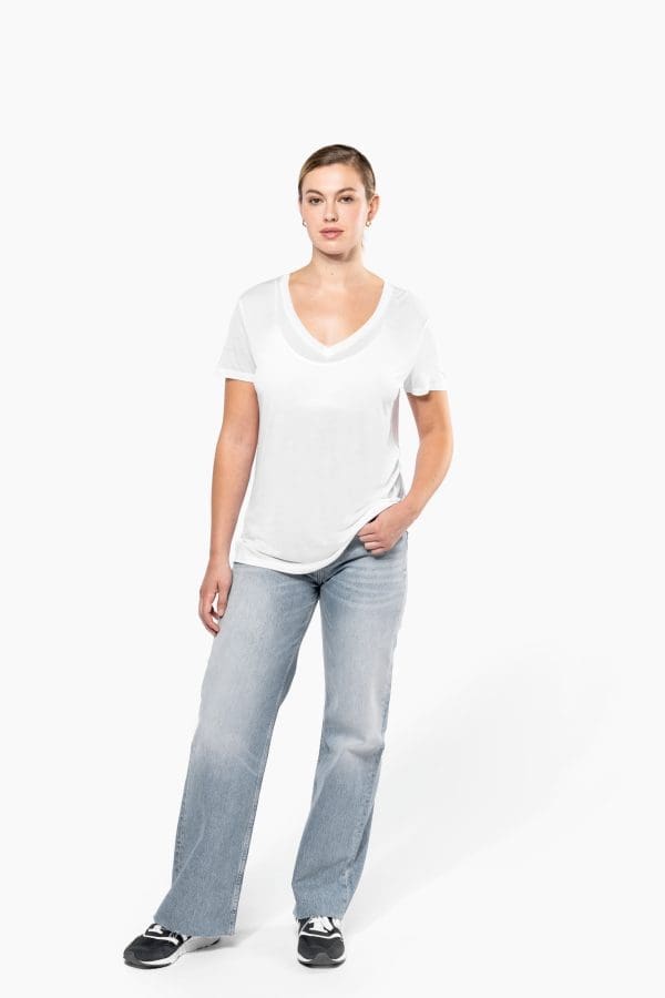 T-shirt Lyocell TENCEL™ col V manches courtes femme - 145 g – Image 5