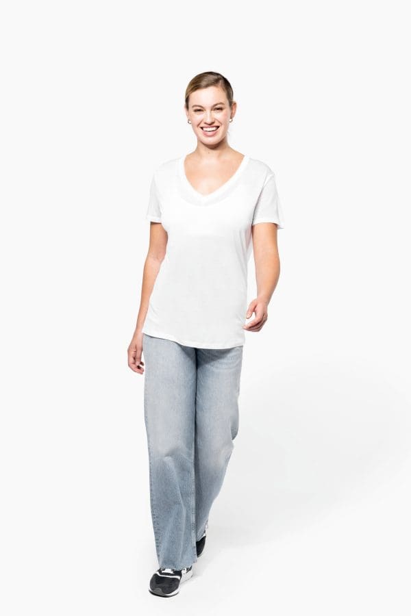T-shirt Lyocell TENCEL™ col V manches courtes femme - 145 g – Image 6