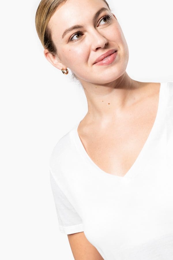 T-shirt Lyocell TENCEL™ col V manches courtes femme - 145 g – Image 8