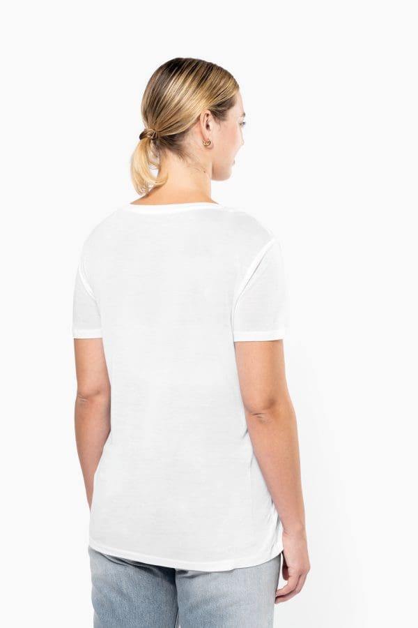 T-shirt Lyocell TENCEL™ col V manches courtes femme - 145 g – Image 3