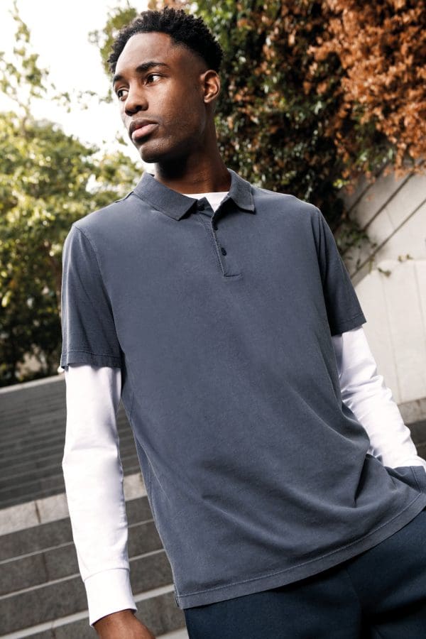Polo écoresponsable délavé en jersey homme – Image 6
