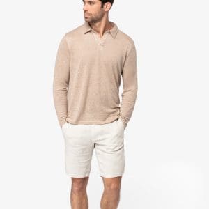 Polo manches longues en lin homme