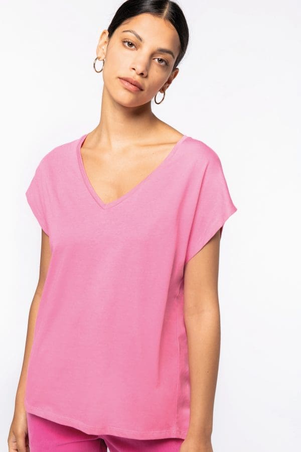 T-shirt écoresponsable loose à col V femme – Image 39