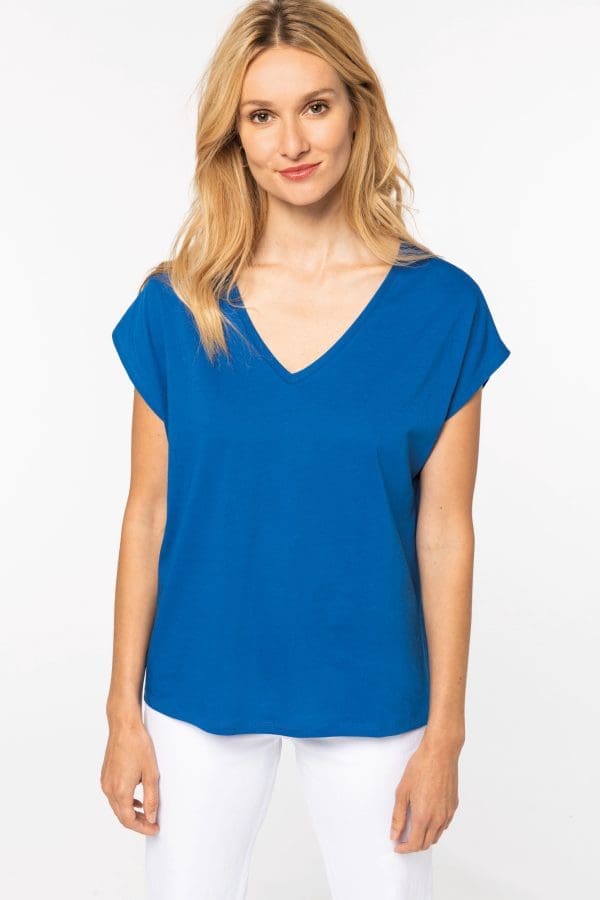 T-shirt écoresponsable loose à col V femme – Image 4