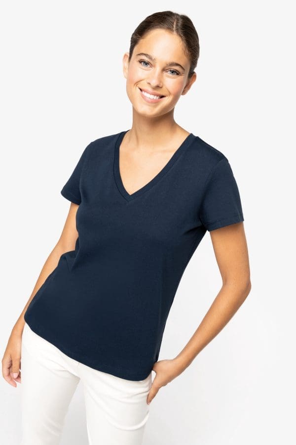 T-shirt écoresponsable col V femme – Image 3