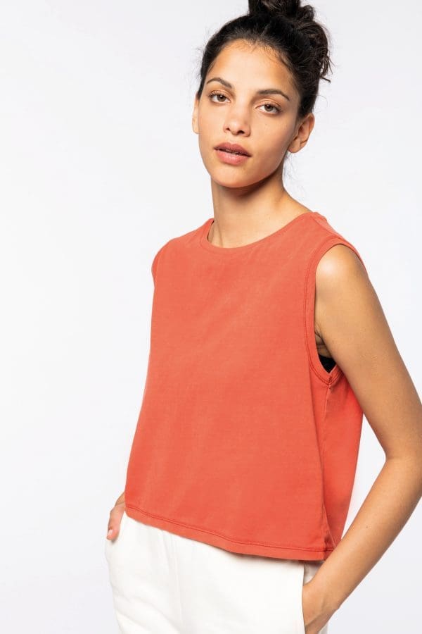 T-shirt écoresponsable  crop sans manche femme – Image 4