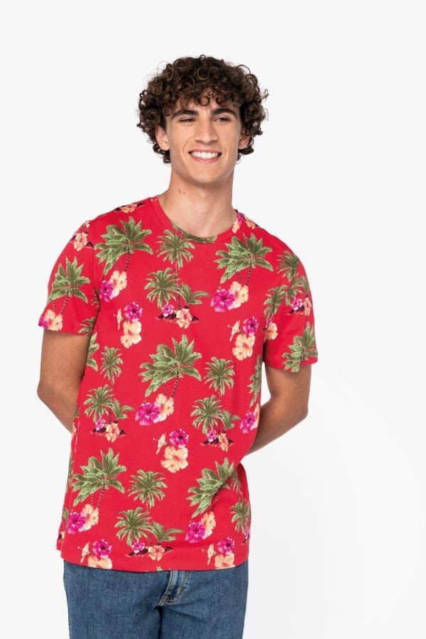 T-shirt écoresponsable imprimé tropical homme