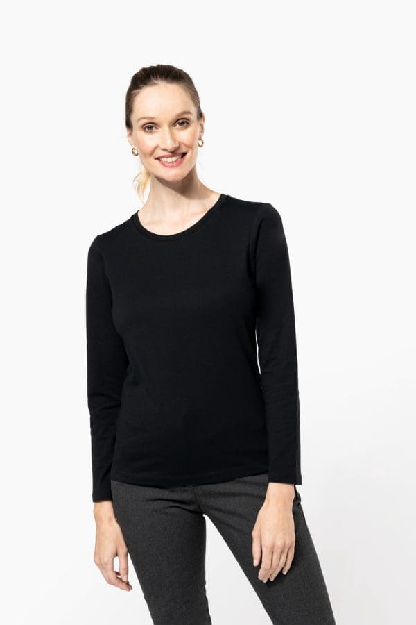 T-shirt Supima® col rond manches longues femme