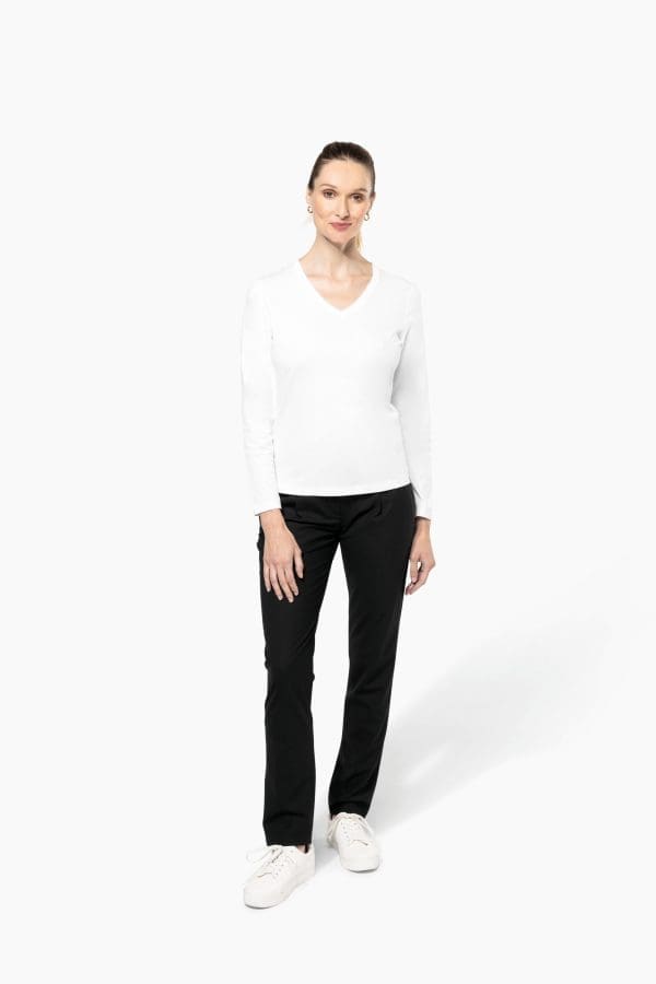 T-shirt Supima® col V manches longues femme – Image 5