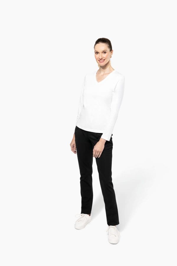 T-shirt Supima® col V manches longues femme – Image 6