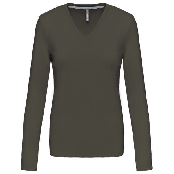 T-shirt col V manches longues femme – Image 57