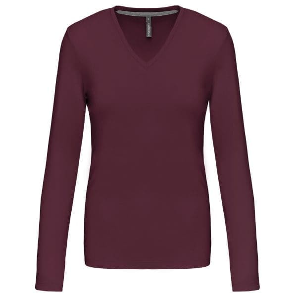 T-shirt col V manches longues femme – Image 237