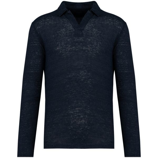 Polo manches longues en lin homme – Image 4