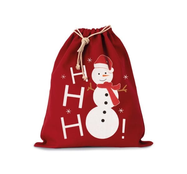 Sac coton à cordon motif bonhomme de neige