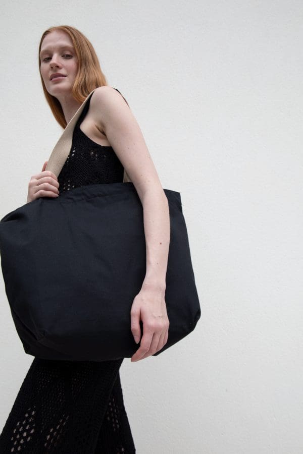 Grand sac shopping recyclé à fond plat – Image 3