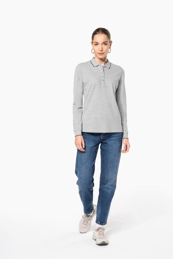 Polo maille piquée manches longues femme – Image 141