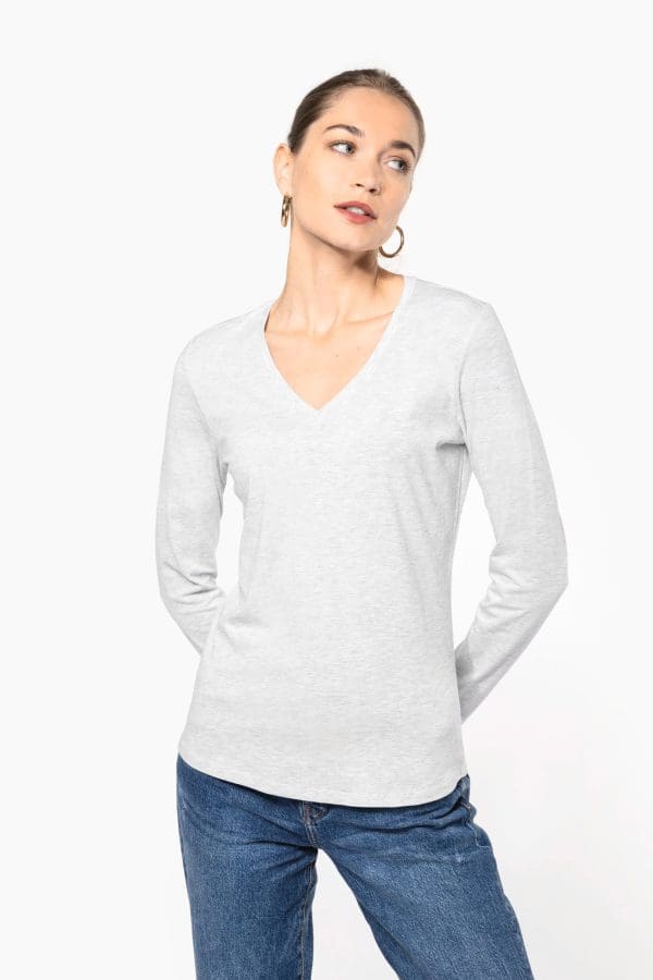T-shirt col V manches longues femme – Image 779