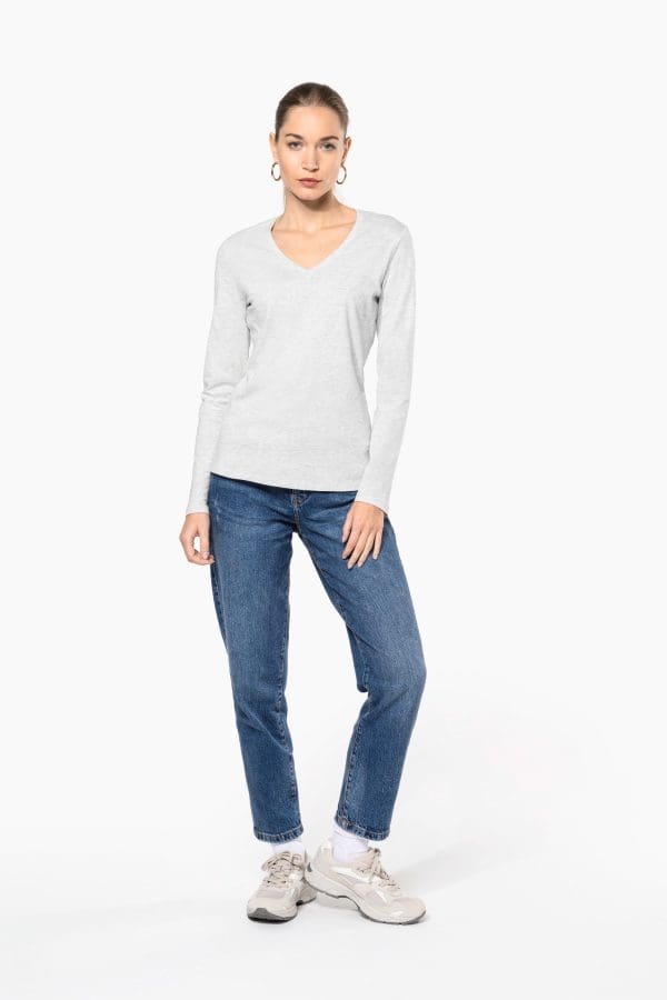 T-shirt col V manches longues femme – Image 781