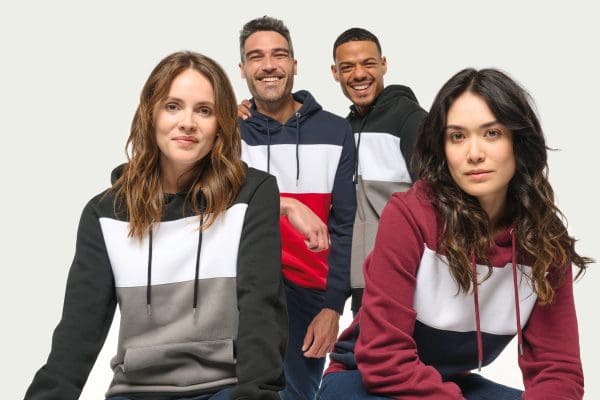 Sweat-shirt tricolore à capuche unisexe – Image 230