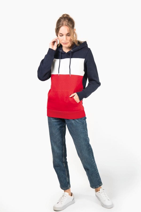 Sweat-shirt tricolore à capuche unisexe – Image 226