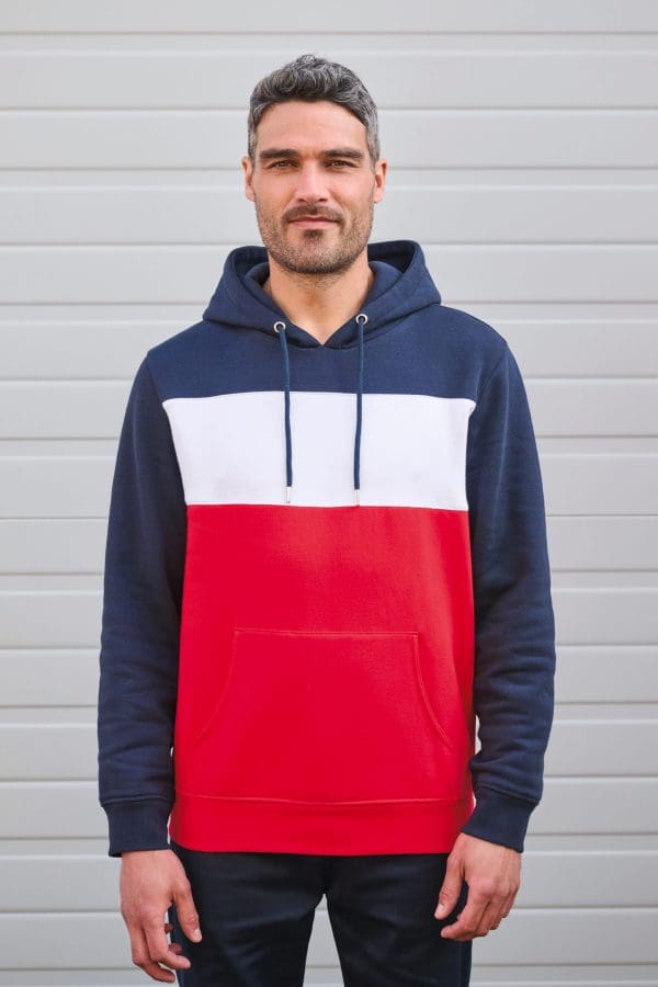 Sweat-shirt tricolore à capuche unisexe – Image 222