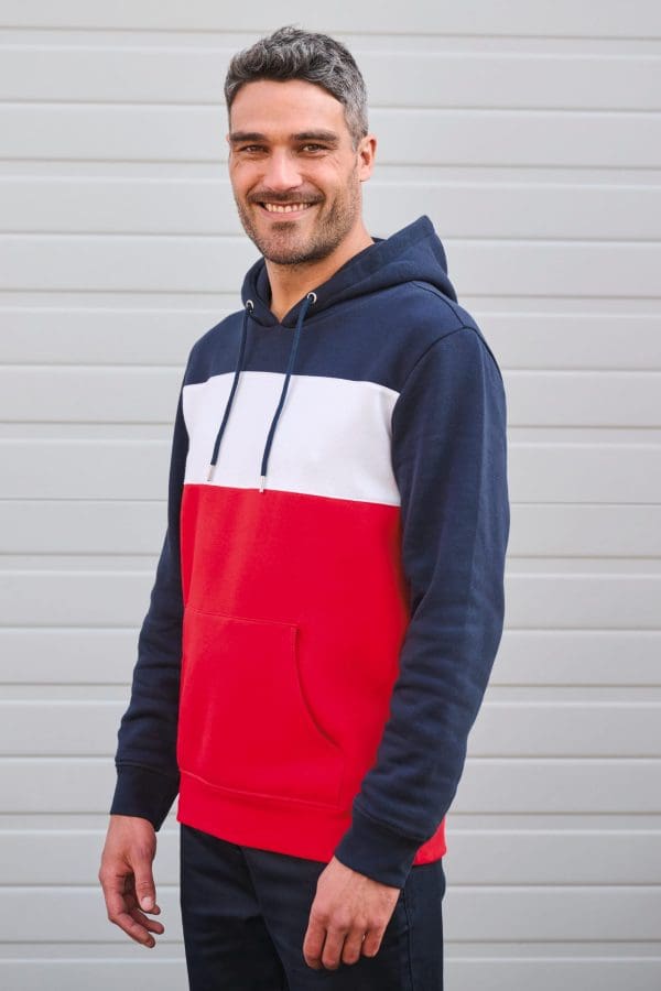 Sweat-shirt tricolore à capuche unisexe – Image 224