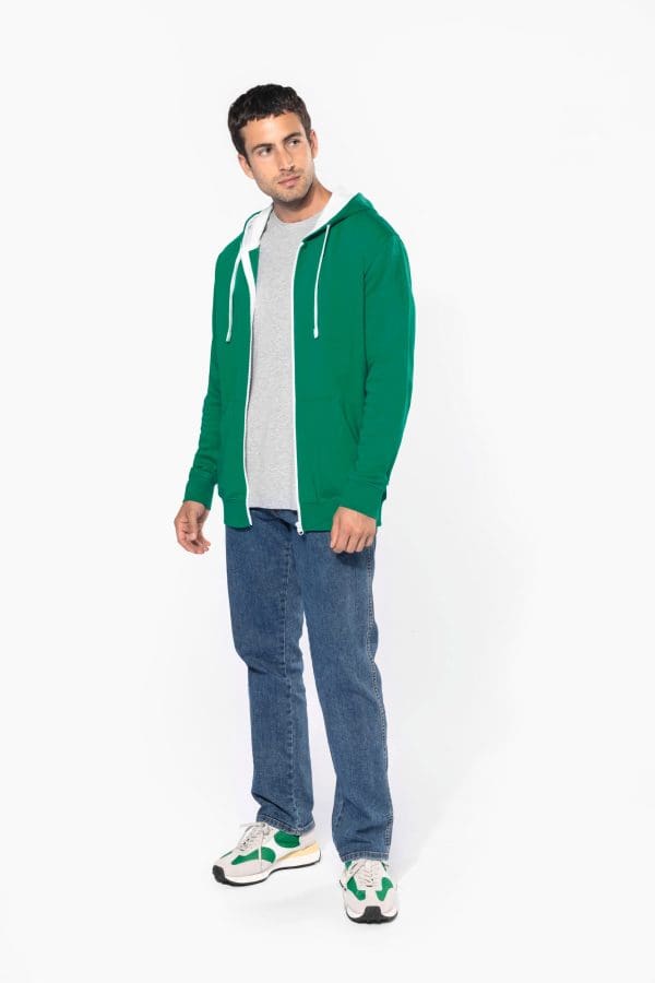 Sweat-shirt zippé capuche contrastée – Image 505