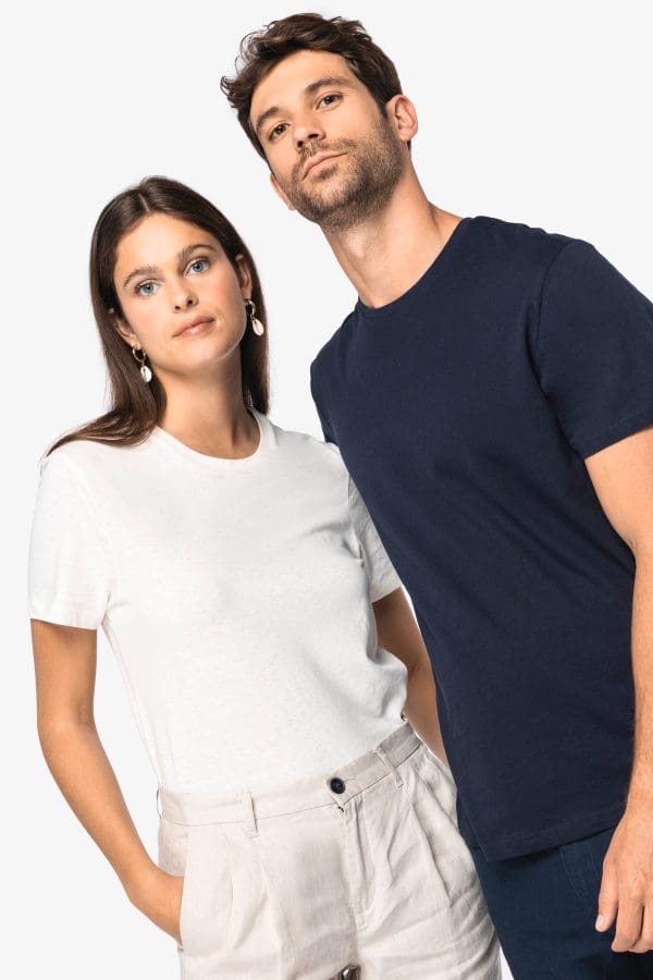 T-shirt écoresponsable en coton bio et lin unisexe