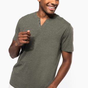 T-shirt écoresponsable henley manches courtes homme - 140 g
