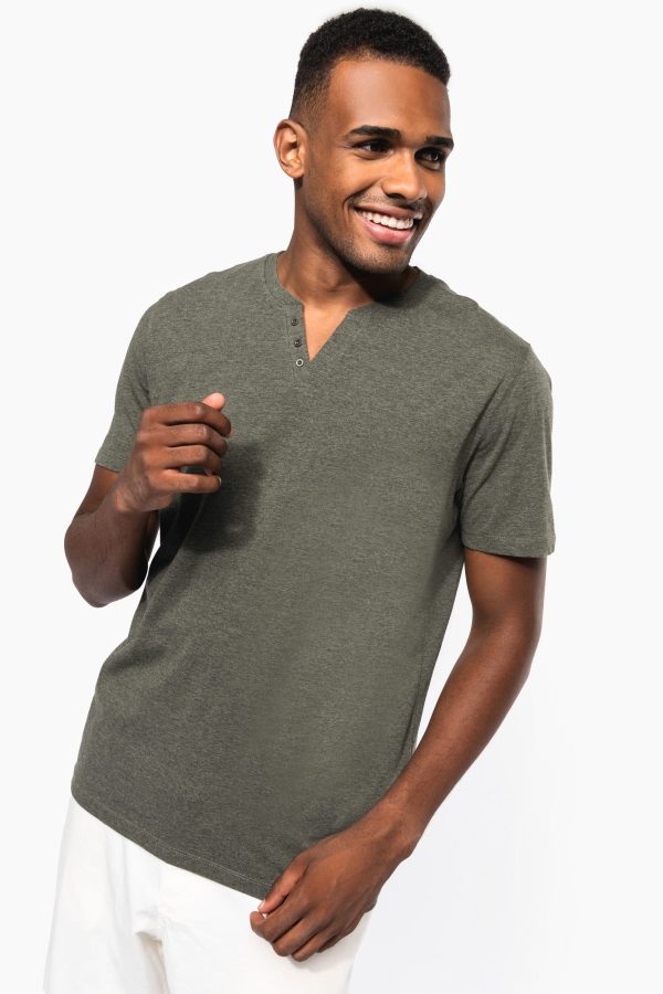 T-shirt écoresponsable henley manches courtes homme - 140 g
