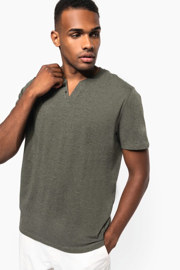 T-shirt écoresponsable henley manches courtes homme - 140 g – Image 2988