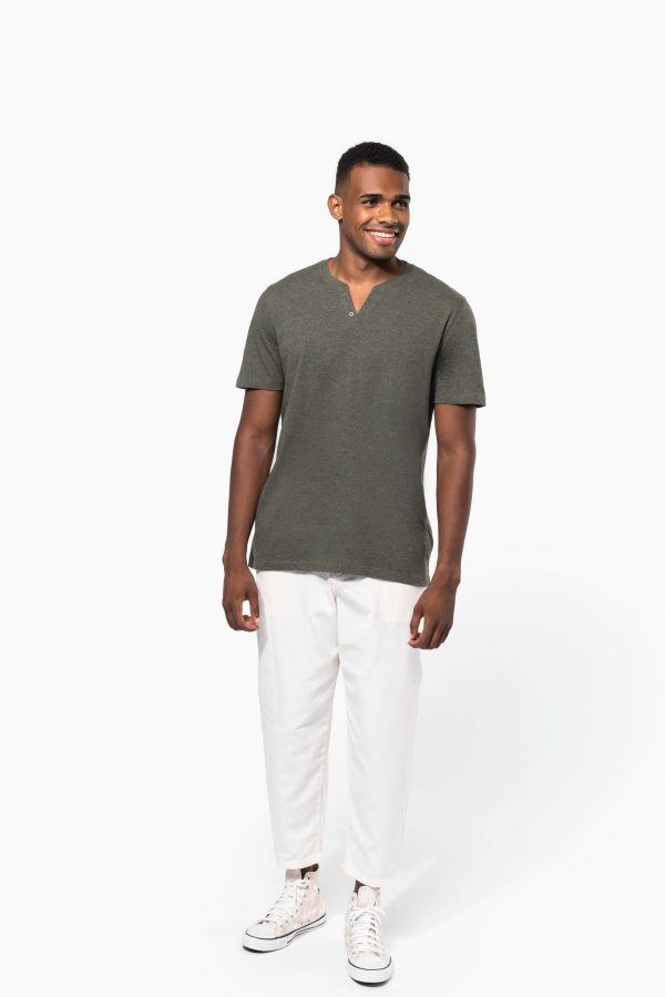T-shirt écoresponsable henley manches courtes homme - 140 g – Image 2989