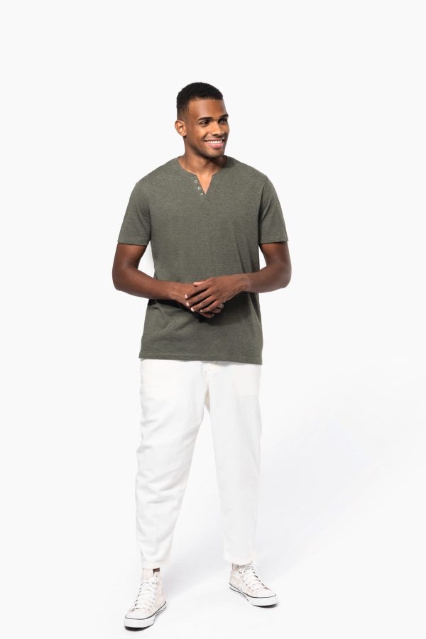 T-shirt écoresponsable henley manches courtes homme - 140 g – Image 2990