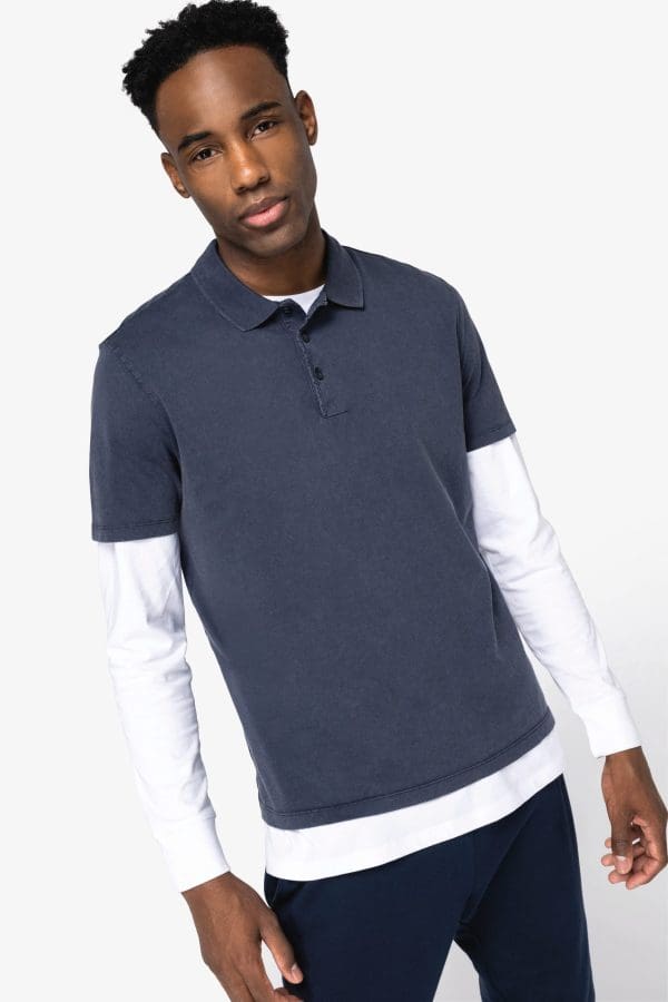 Polo écoresponsable délavé en jersey homme