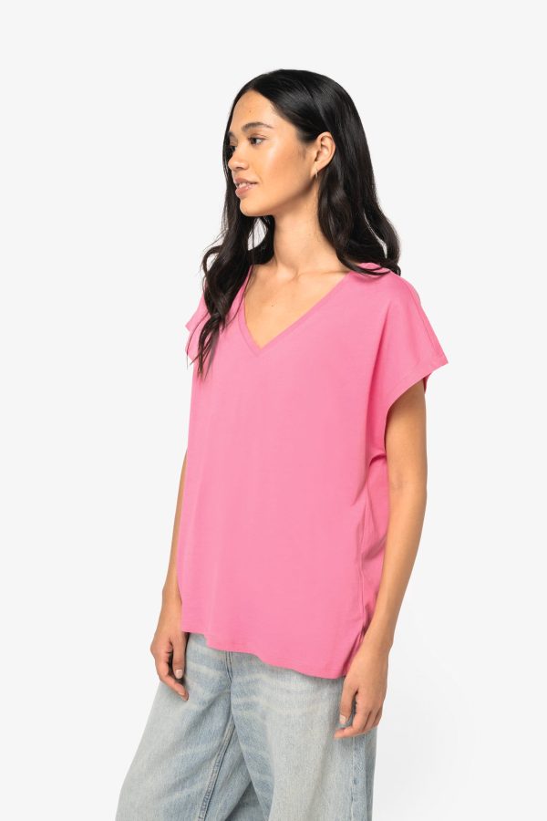 T-shirt écoresponsable loose à col V femme – Image 144