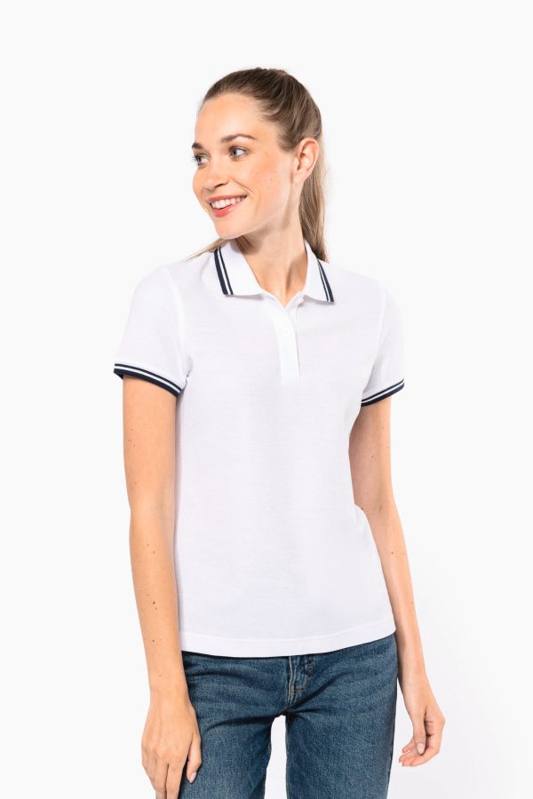 Polo femme manches courtes à rayures