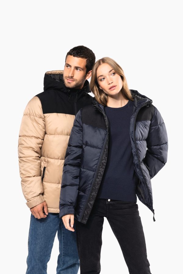 Parka matelassée à capuche bi-ton unisexe
