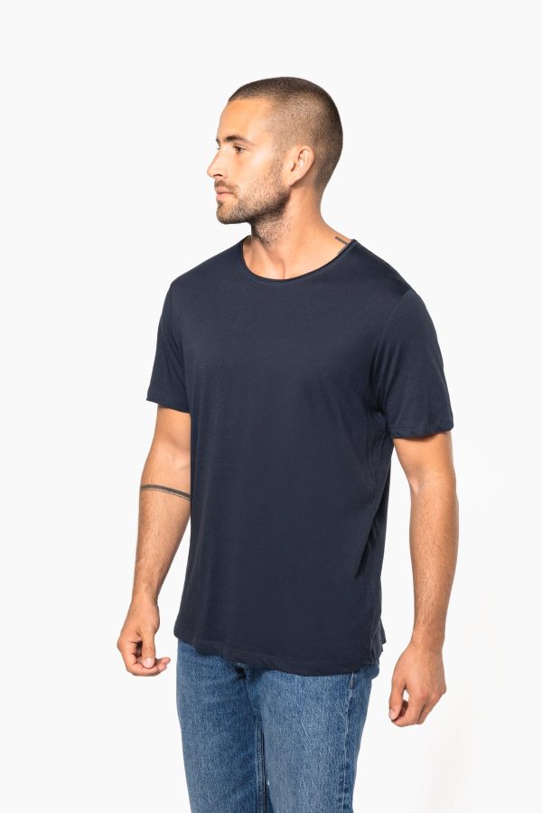 T-shirt Bio col à bords francs manches courtes homme