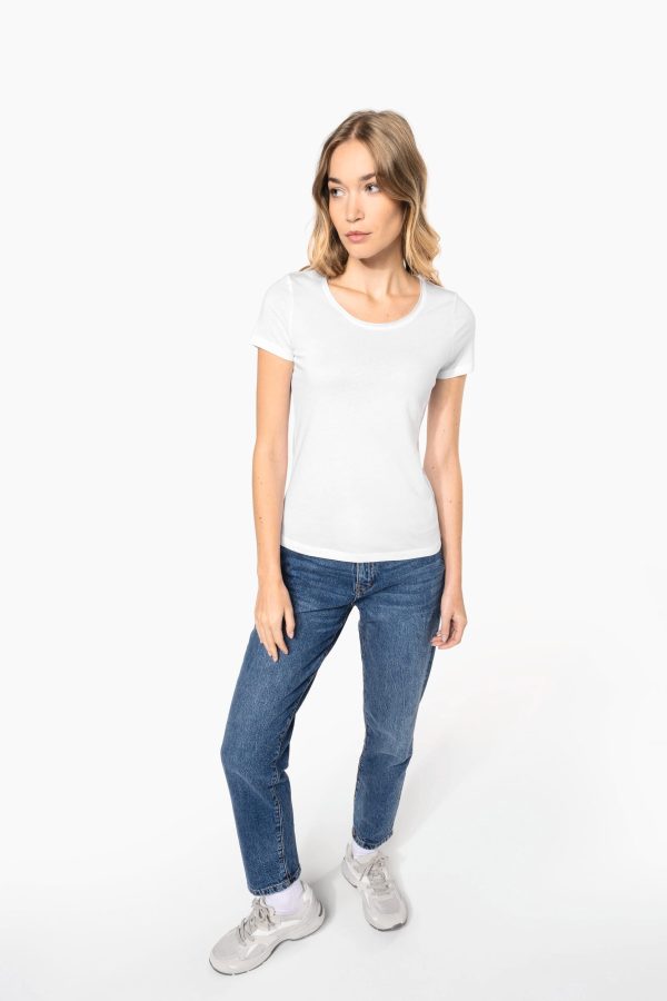 T-shirt Bio col à bords francs manches courtes femme – Image 1015