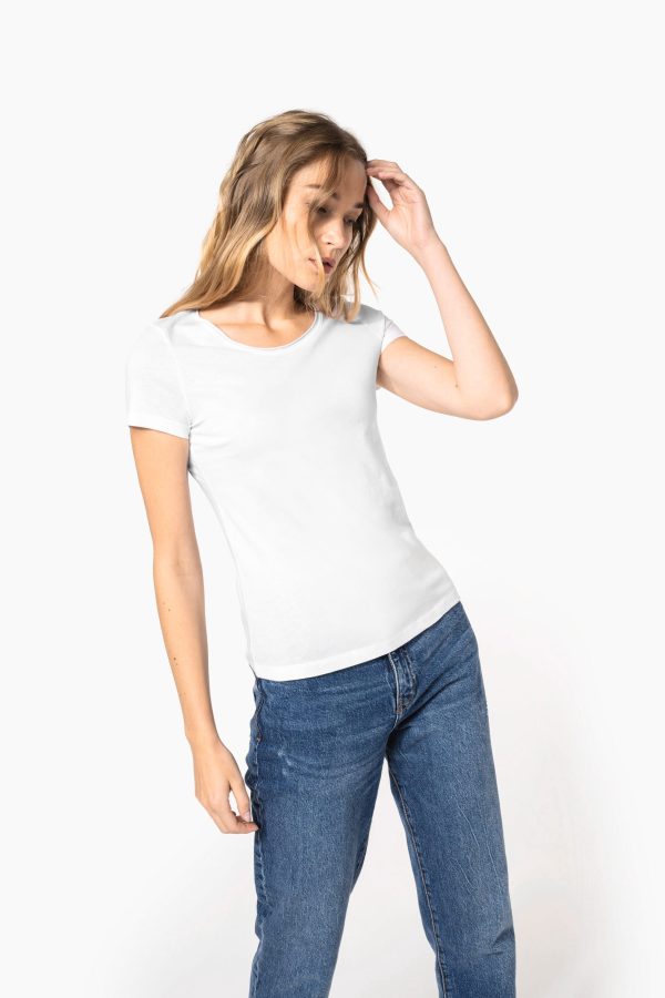T-shirt Bio col à bords francs manches courtes femme – Image 1013
